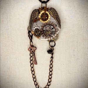 Steampunk winged pendant